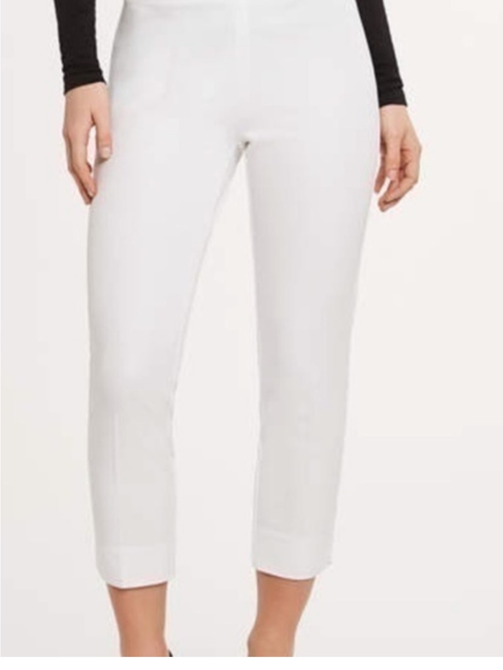 Tahari White Cropped Ankle Pants - Slim Tailored Fit